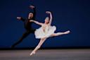 New York City Ballet dancers on stage