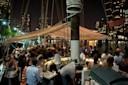 People dining in the evening at Grand Banks in TriBeCa, NYC