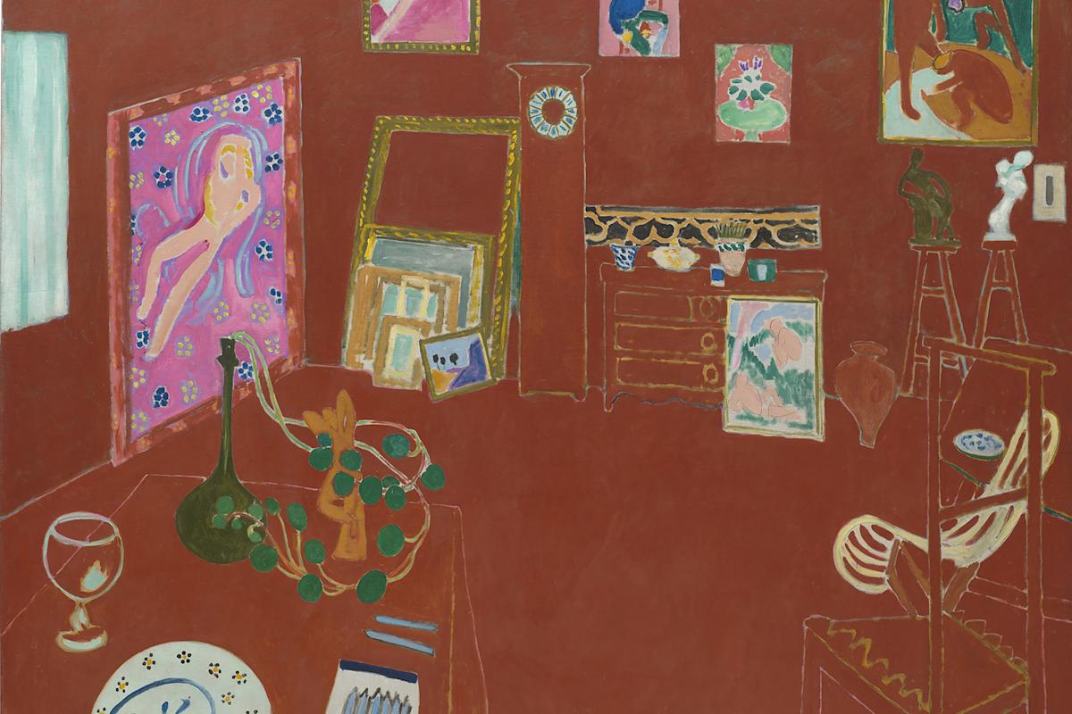 Henri Matisse. The Red Studio. 1911. Oil on canvas, 71 1/4&Prime; x 7&prime; 2 1/4&Prime; (181 x 219.1 cm). Mrs. Simon Guggenheim Fund, The Museum of Modern Art, New York. &copy; 2022 Succession H. Matisse / Artists Rights Society (ARS), New York

