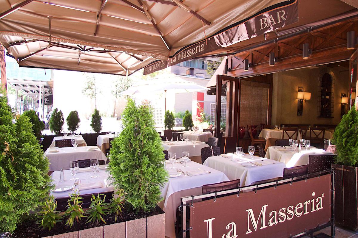 Outdoor seating of La Masseria, Times Square, NYC