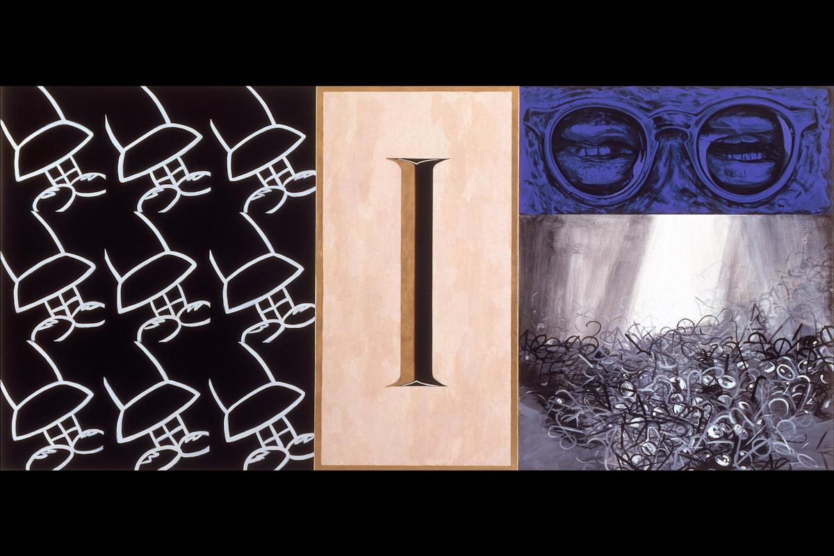 Deborah Kass (American, b. 1952)
Subject Matters, 1989-90
Enamel, gold leaf, and acrylic on canvas, 
63 &times; 135 in. (160 &times; 342.9 cm)
The Jewish Museum, New York, 
Purchase: Barbara S. Horowitz and Joan C. Sall Gifts, 1992-38a-b
