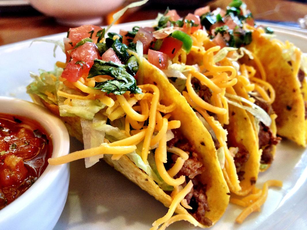 Three crispy tacos at El Toto Blanco in Manhattan 