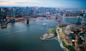 Arial view of Bridges and Manhattan from 1 Hotel Brooklyn Bridge in Brooklyn, NYC