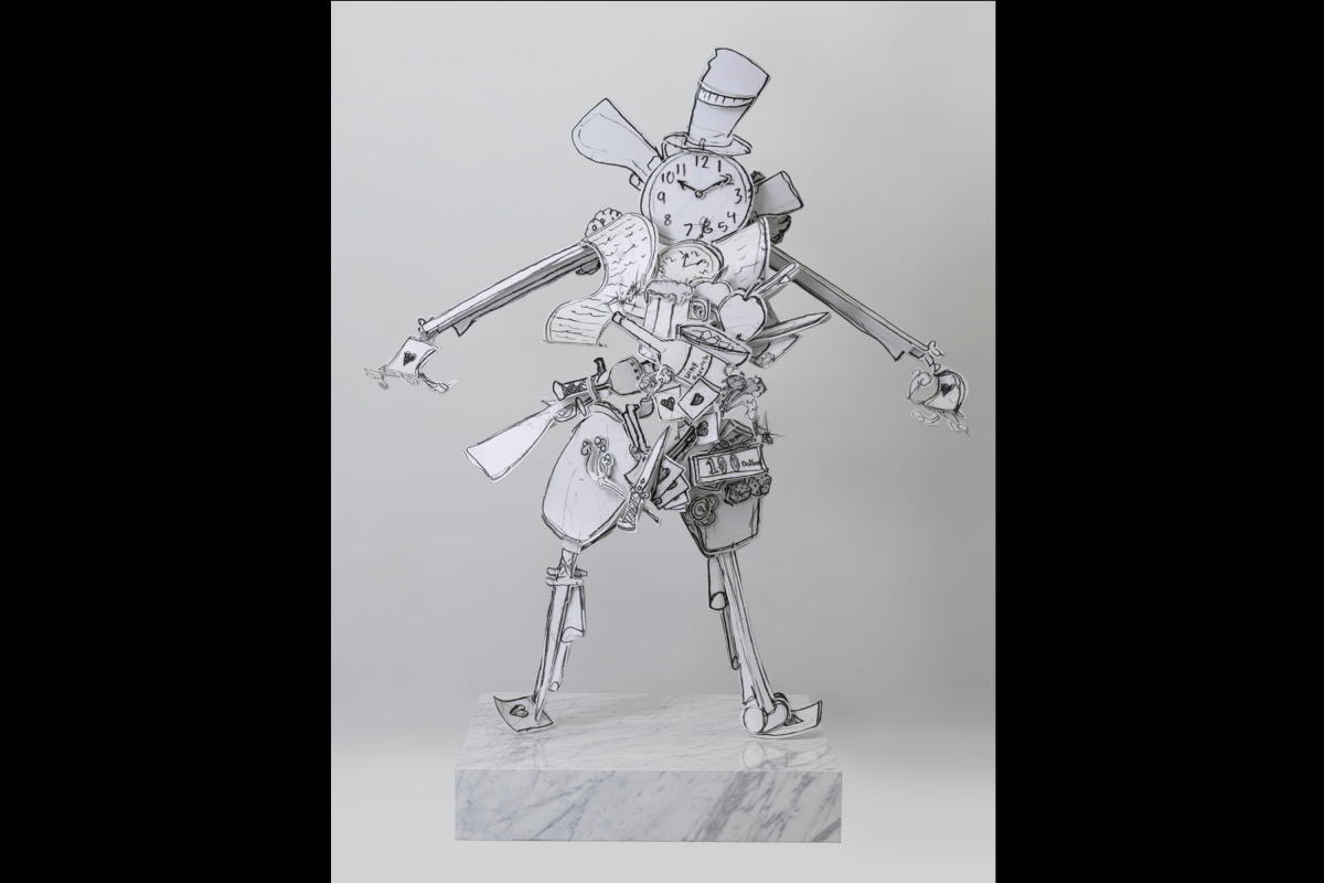 Rachel Feinstein
Mr Time, 2015
Powder-coated aluminum and automatic clock Artwork &copy; Rachel Feinstein; photograph by Robert McKeever