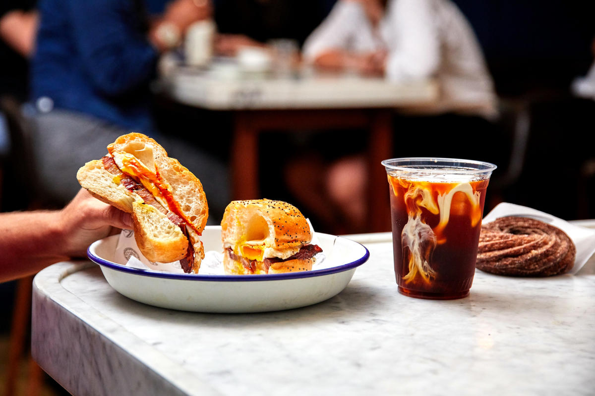 Bagel and Coffee at Daily Provisions in Union Square, NYC