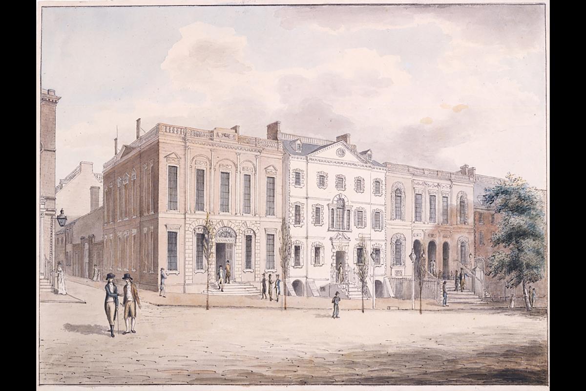 "View up Wall Street" ( ca. 1798), by Archibald Robertson. Courtesy, New-York Historical Society Museum.