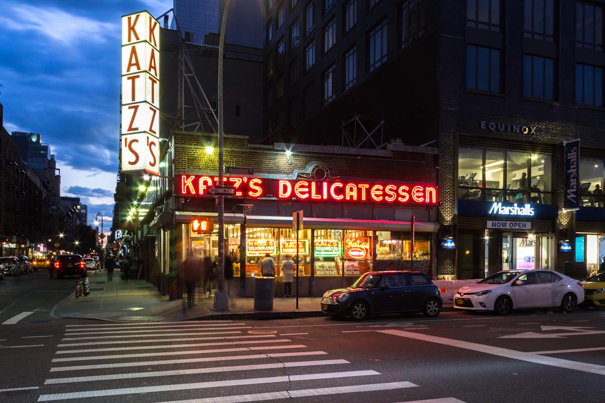 Outside of Katz's Delicatessen, Lower East Side, NYC