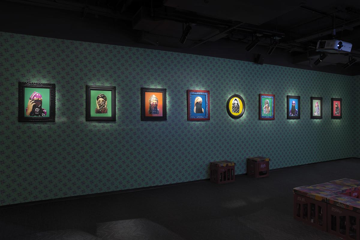 Installation view of Hassan Hajjaj: Vogue, The Arab Issue. Courtesy, Fotografiska. Photo: Dario Lasagni