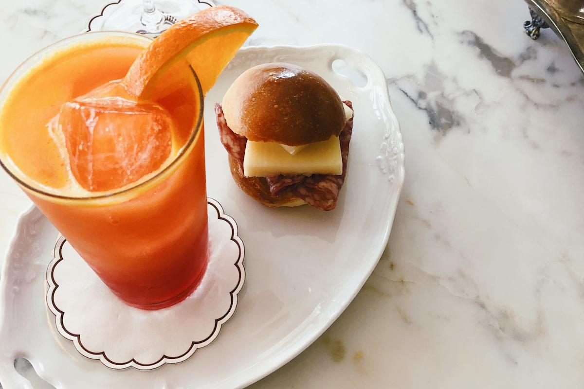 Drink and small sandwich at Bar Pisellino in the West Village, NYC