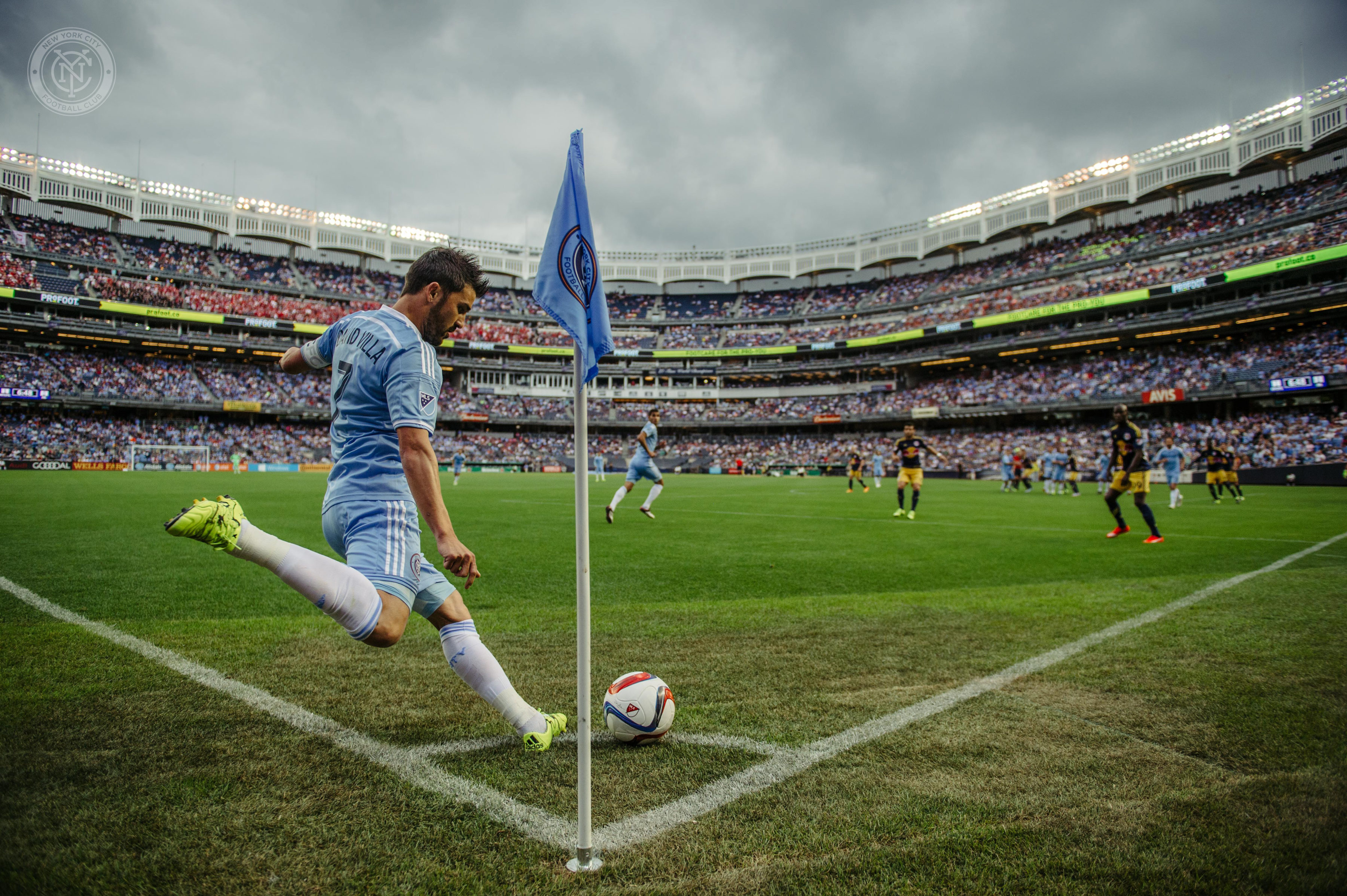 David Villa kicking a soccer ball 