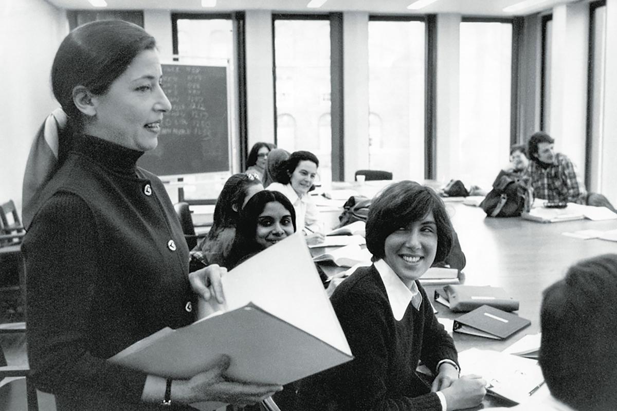 Ruth Bader Ginsburg teaching at Columbia Law School, 1972. Courtesy of Columbia Law School.