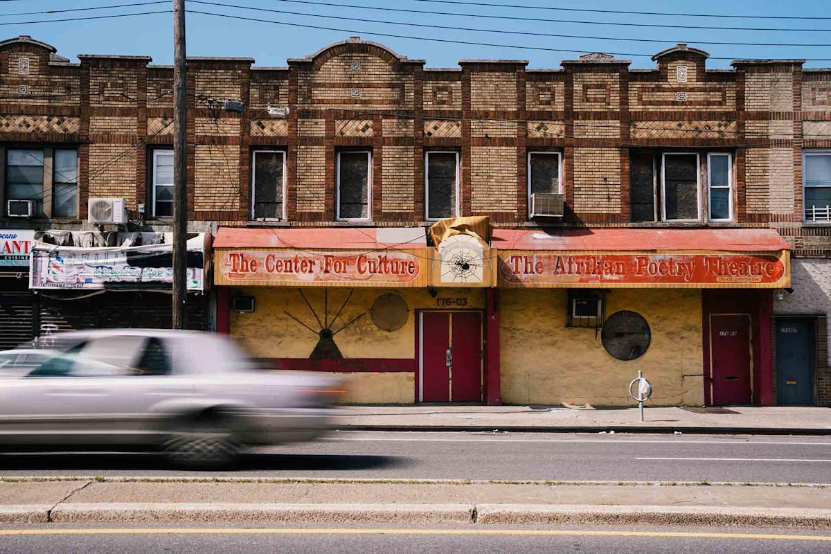 exterior of The Afrikan Poetry Theatre in Jamaica, Queens
