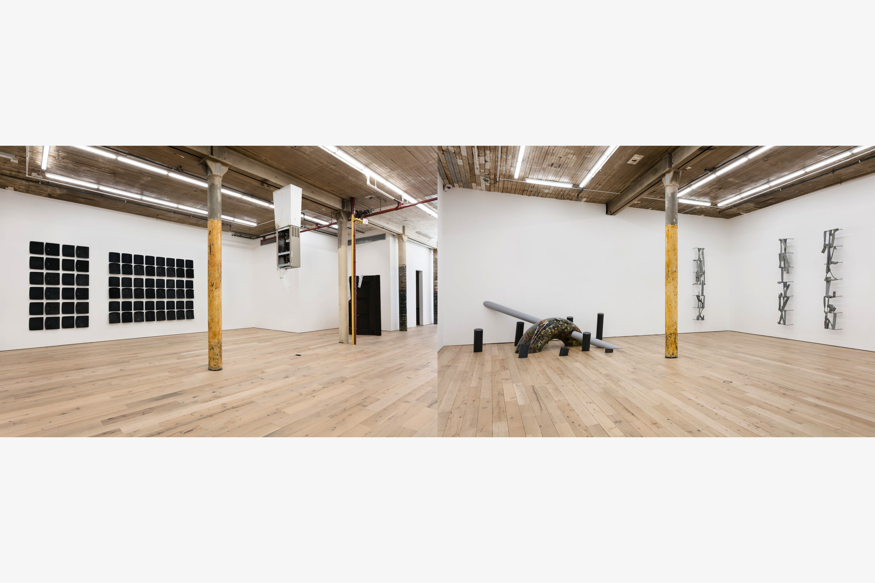 Invisible Man (left), 2017; Fall Apart, 2019. Courtesy, Martos Gallery, NY