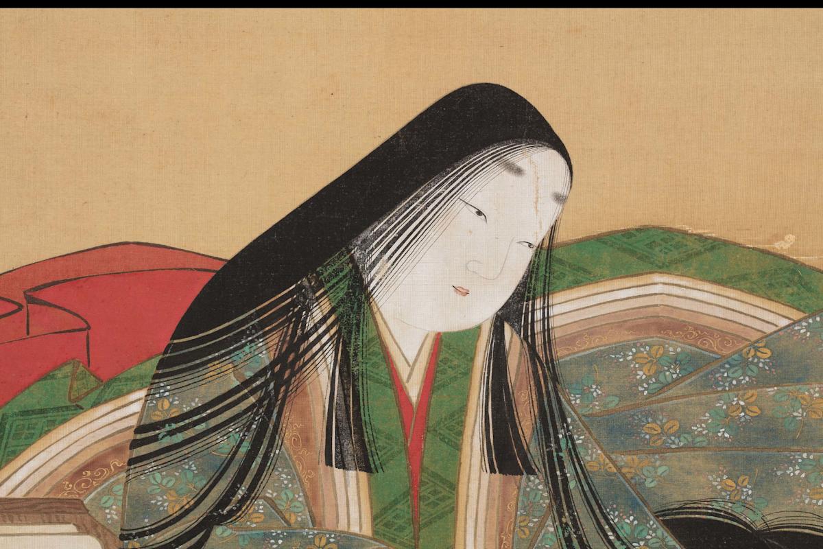 Ca. 22_Detail of Portrait-Icon of Murasaki Shikibu (Signature image)
Painted by Tosa Mitsuoki (1617-1691)
Edo period (1615-1868), 17th century
Hanging scroll; ink and color on silk 
On loan from Ishiyamadera Temple, Shiga Prefecture

