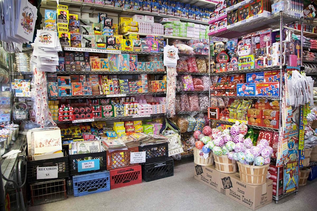 Interior of Economy Candy store in Manhattan, NYC