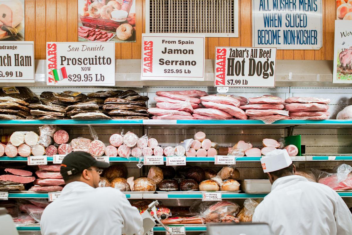 Cold meat section inside Zabar's in Upper West Side, NYC