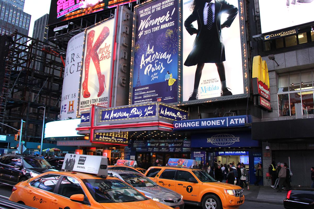 Broadway shows signs in Times Square, NYC