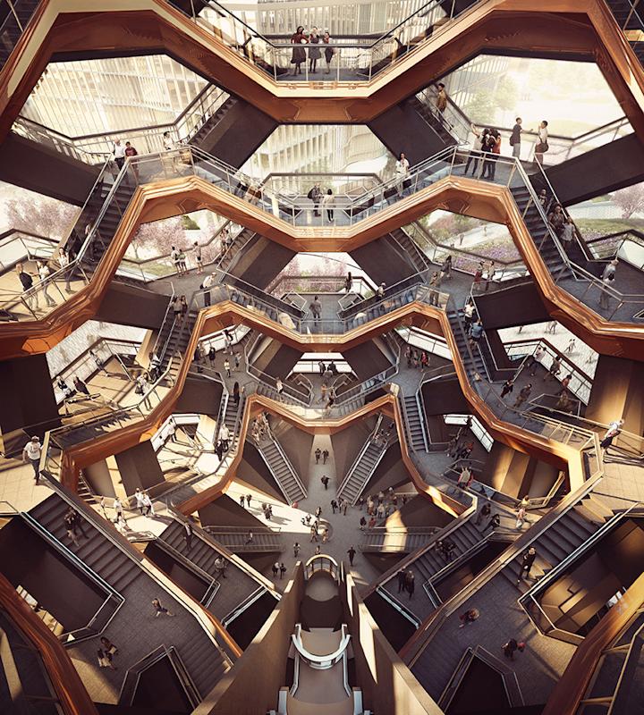 Inside view of the Vessel in Hudson Yards, NYC