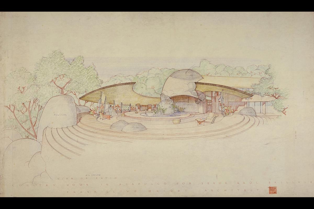 "Raul Baileres House ( Acapulco, Mexico)" (1952), by Frank Lloyd Wright. Courtesy, The Frank Lloyd Wright Foundation Archives, The Museum of Modern Art, Avery Architectural &amp; Fine Arts Library &amp; Columbia University, New York