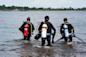 divers going into the water with Captain Mike&#039;s Diving Services in City Island