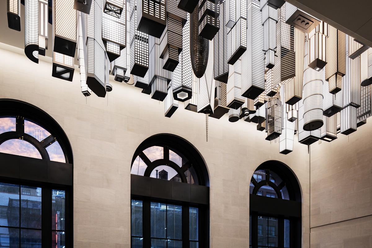 Elmgreen &amp; Dragset 
The Hive, 2020
Stainless steel, aluminum, polycarbonate, LED lights, and lacquer
Commissioned by Empire State Development in partnership with Public Art Fund for Moynihan Train Hall
Photo: Nicholas Knight, courtesy Empire Stat