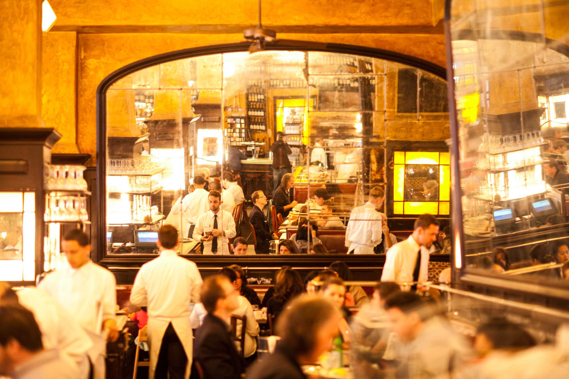 People dining at Balthazar in Soho, Manhattan