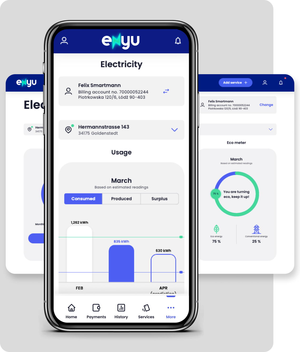 Enyu self service mobile app for energy and utilities