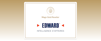 The badge of the new gold partner woth the logo of EDWARD IA