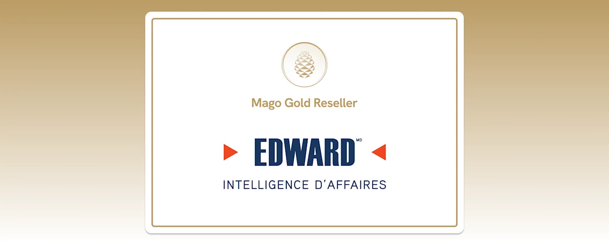 The badge of the new gold partner woth the logo of EDWARD IA