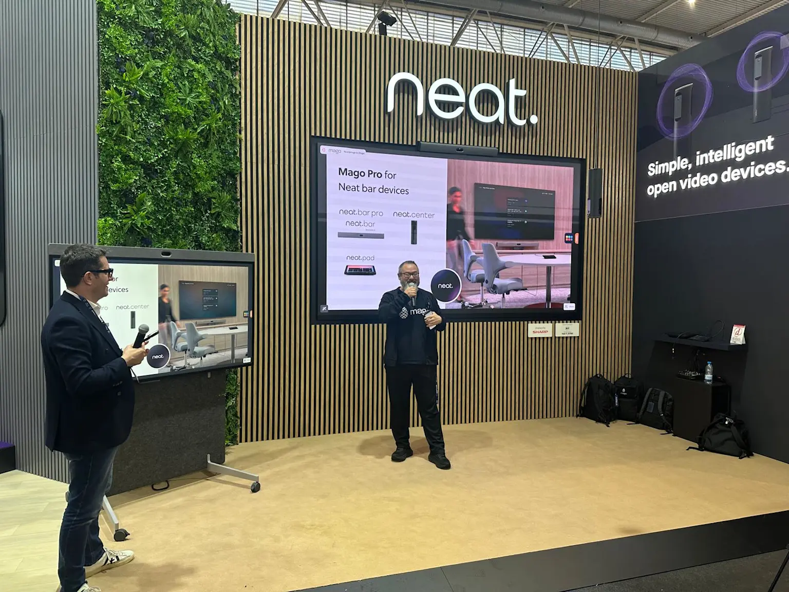 Danny Hayasaka presenting Mago Pro compatibility with Neat Bar Pro, Neat Center, and Neat Pad