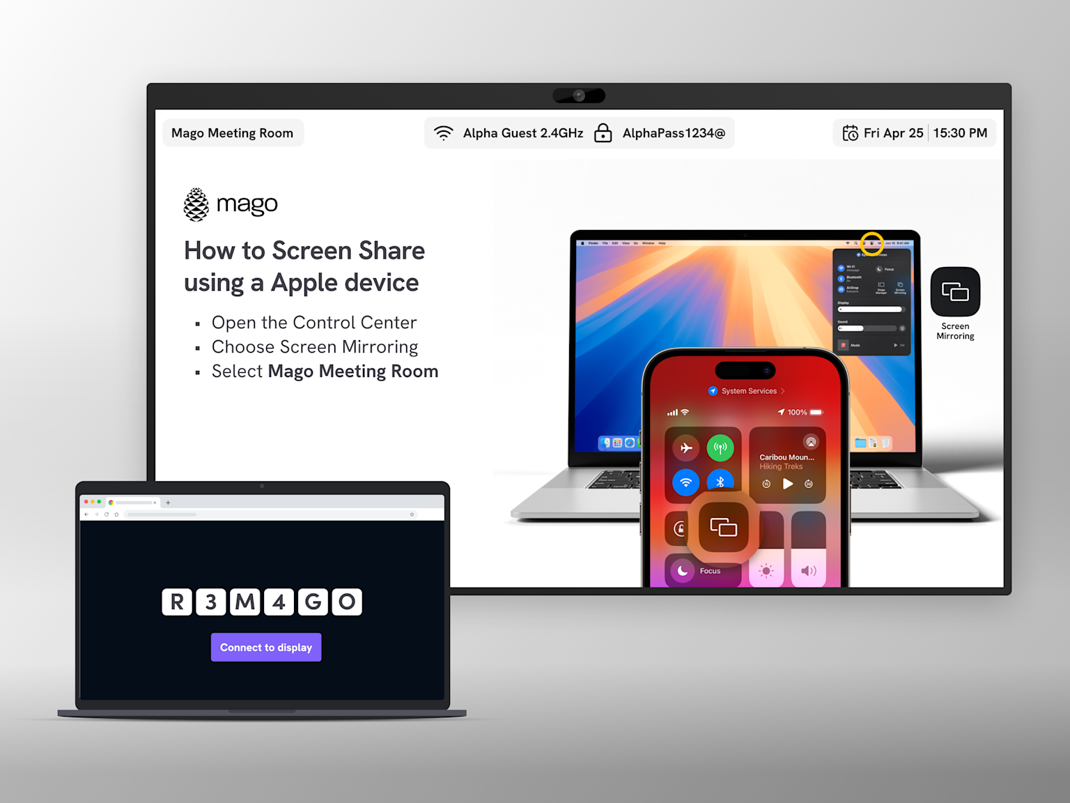 Mago wireless screen sharing from Android, iOS, Windows, and macOS devices