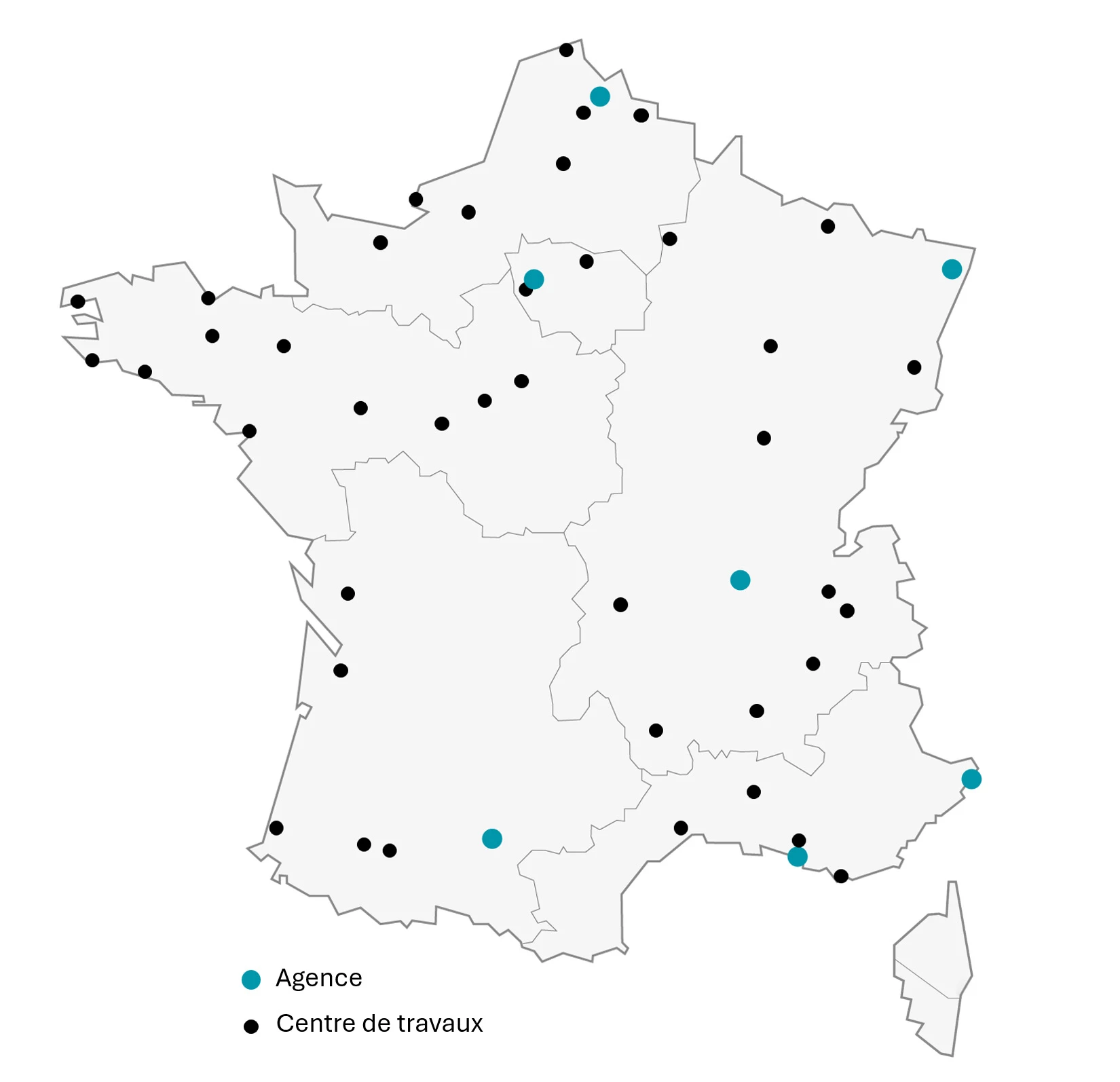 Carte de France des agences Snef Connect
