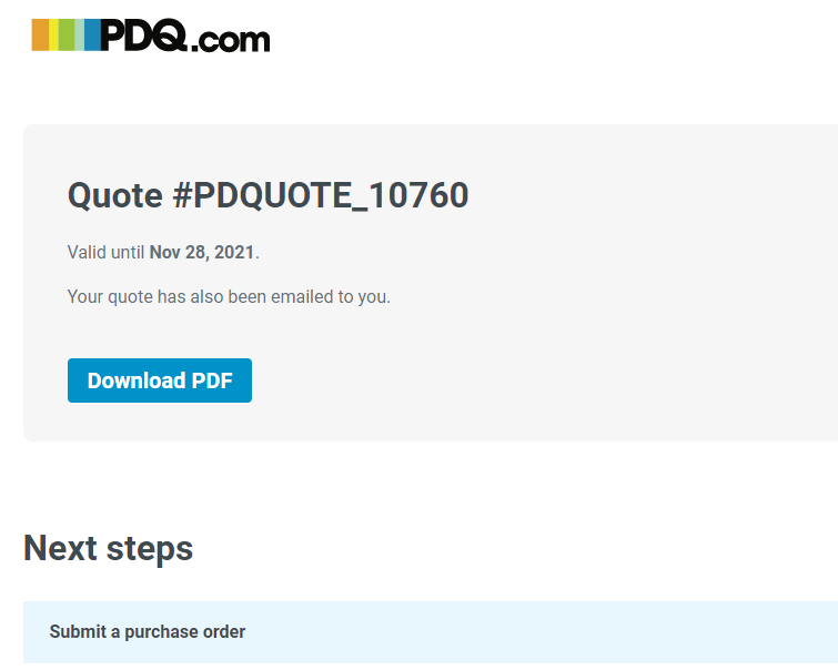 PDQ Quote Submitted 2