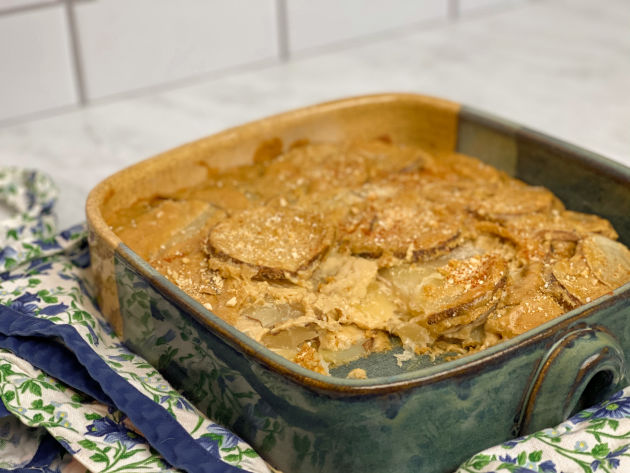 Scalloped Potatoes Cooked In Dish