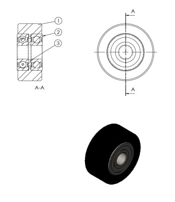 03267 – Komplett hjul till Nordic Gym maskiner.
Ø50mm – Nordic Gym