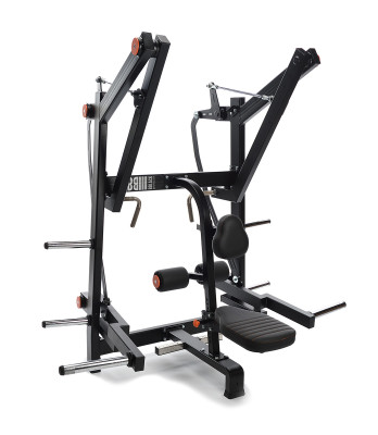 124pl_jpeg.jpg – Balanced independent levers
The handles maintain a neutral wrist angle throughout the movement
Adjustable chest support
Footrest
2 handle positions
Adjustable seat
2 pairs of weight holders on side frame
Separate bracket for floor fixing
NOTE! The machine is only delivered in this color combination. – Nordic Gym