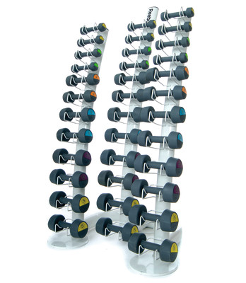 reebok_handweight_rack_re-21056.jpg – Rymmer 18 par Reebok vinyl- eller gummihantlar . 
 – Nordic Gym