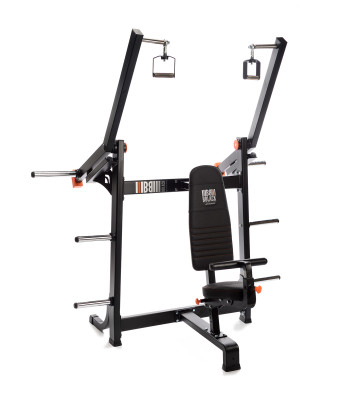 105pl_jpeg.jpg – Counterbalanced independent levers
Multi-jointed handles that follow the movement
Back cushion
Adjustable thigh support
Adjustable seat
2 pairs of weight holders on side frame
Separate bracket for floor fixing
NOTE! The machine is only delivered in this color combination. – Nordic Gym