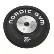 70025.jpg – Helgummerad träningsviktskiva med skruvat stålcentrum för skivstångsträning.
Denna skiva är 63mm bred. – Nordic Gym