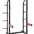 219d.jpg – Rack with many functions. Made for Gym and companies.

Four weight holders for 50 mm weight plates on each side. All holders work for full-size weight plates. Two layouts for the barbell.
Chin handle with three grip variants.
Plastic protection hooks & layouts.
Made of Swedish high-strength steel from SSAB. There is a training podium art. No. 433 which fits a half rack and which is bolted to the frame.
The podium is 50 mm thick with extra cushioning.

NOTE! Bar, weights and training podium are not included. – Nordic Gym