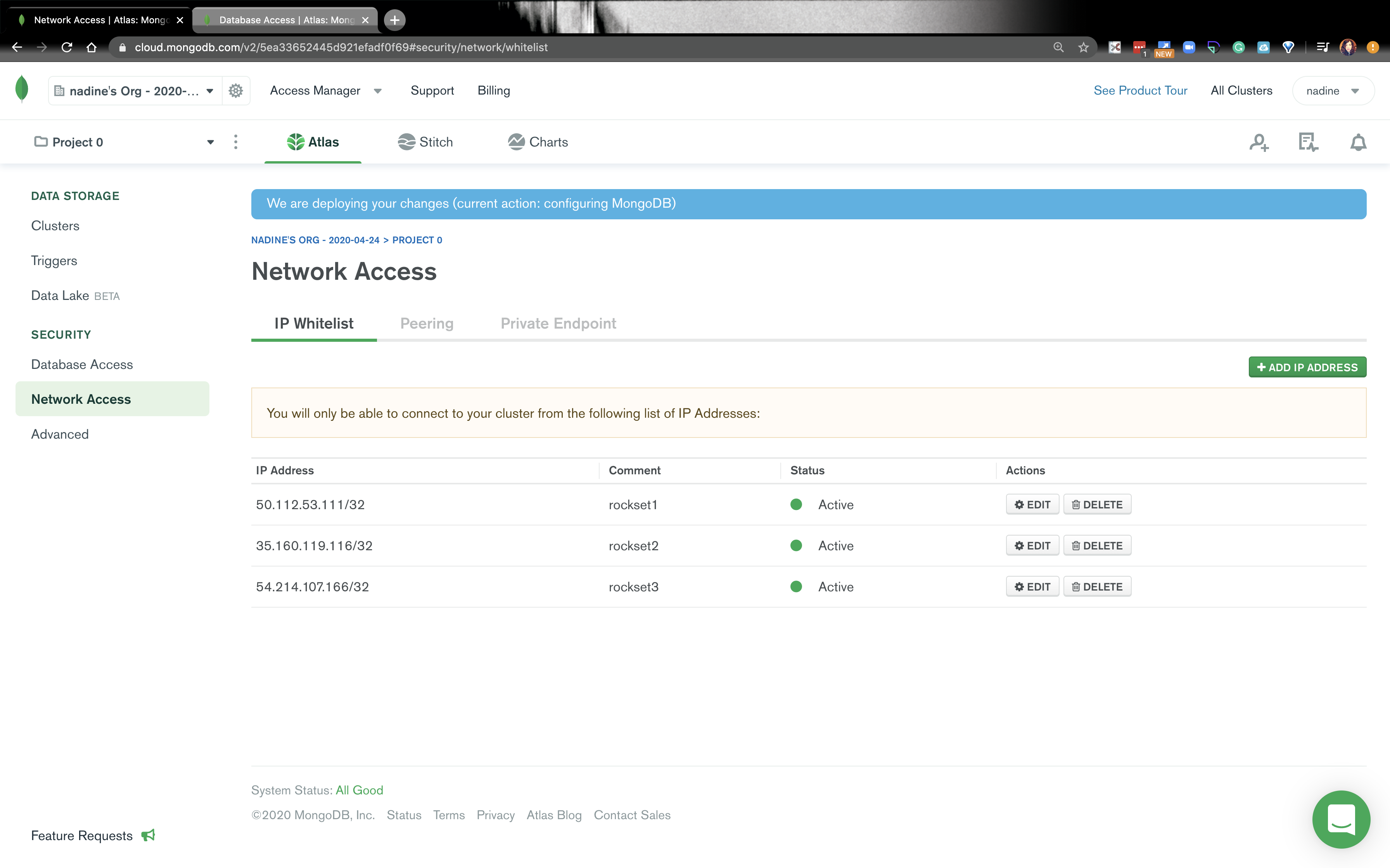 Whitelist Rockset's and your IP addresses