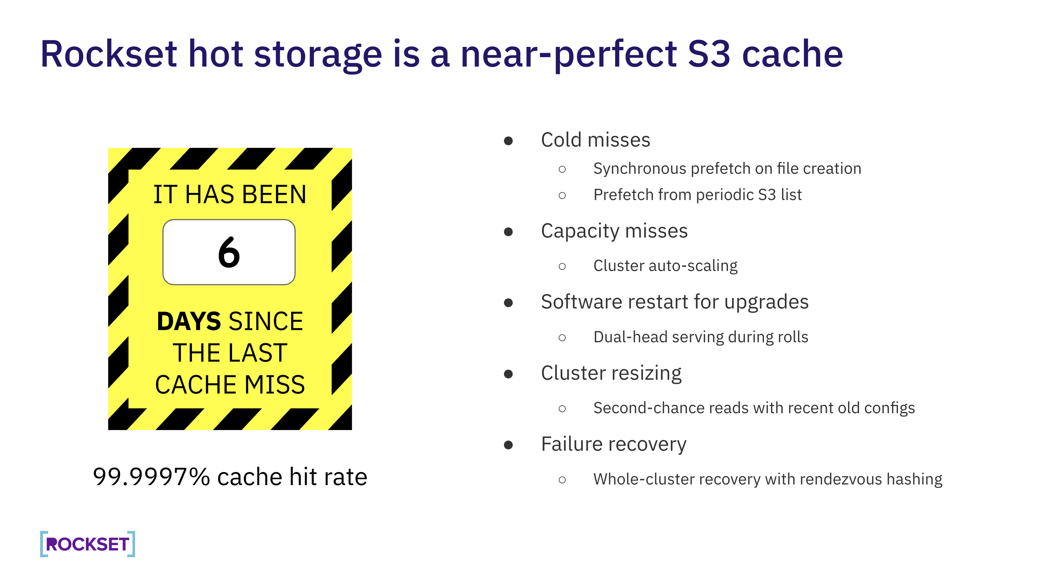 Rockset hot storage is a near-perfect S3 cache