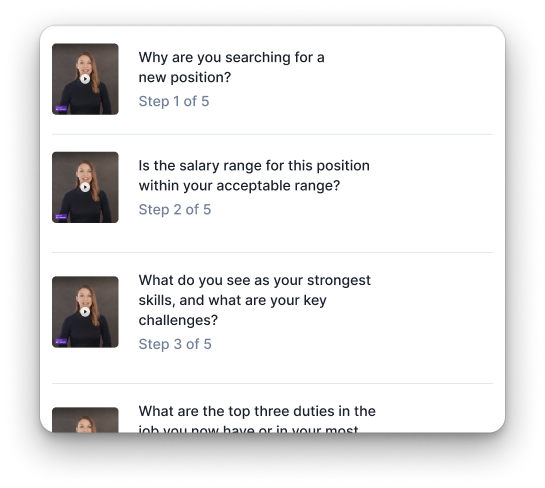 Screen with efficient questions