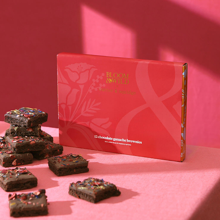 Brownies on a pink background