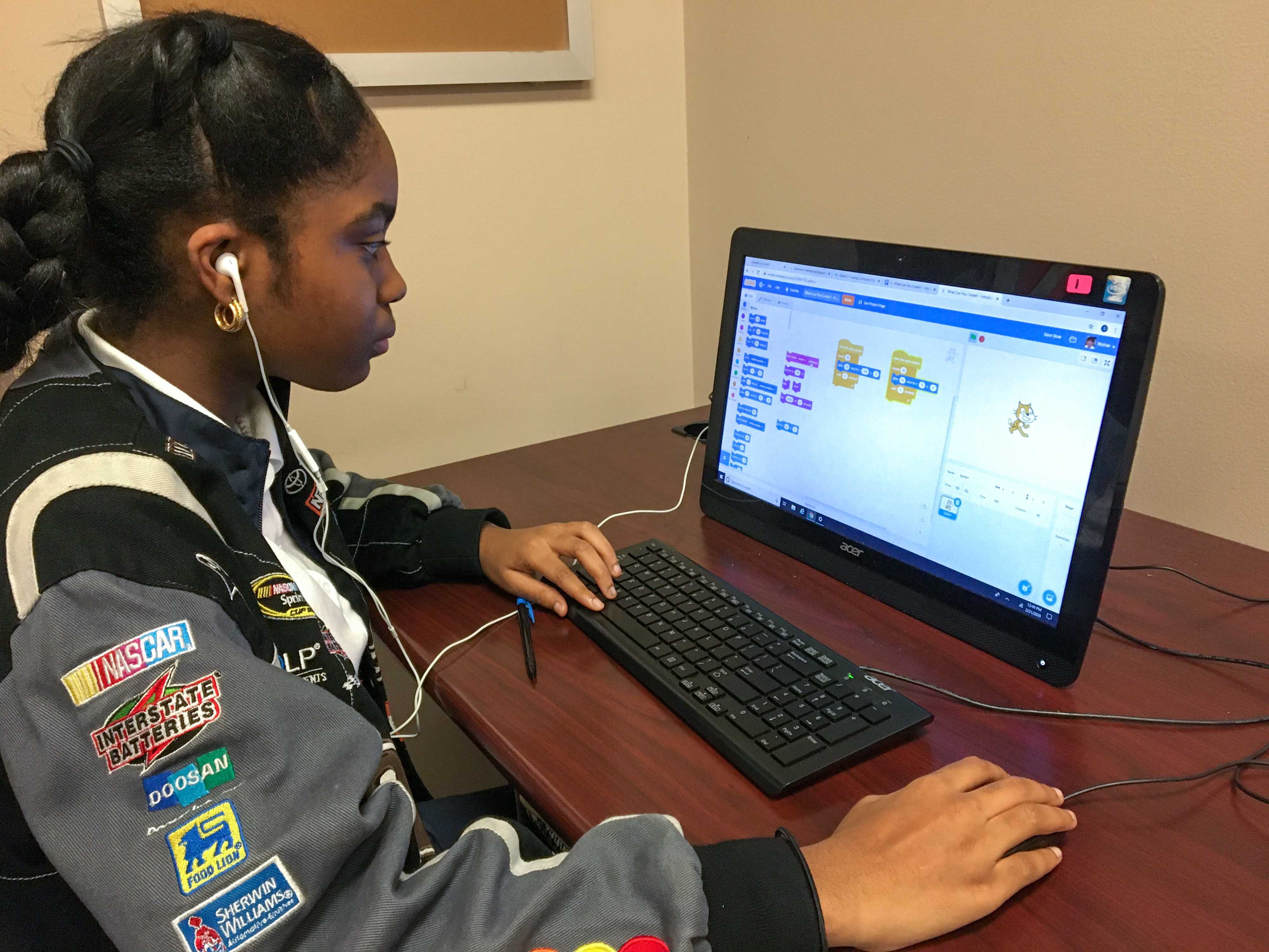 Girl working on computer