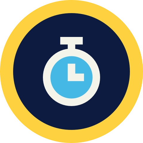 Blue stopwatch within a circle