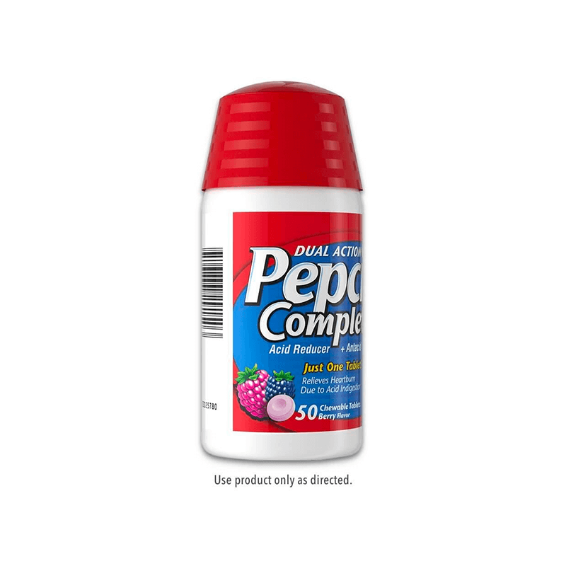 Pepcid® Complete front of bottle rotated to the side