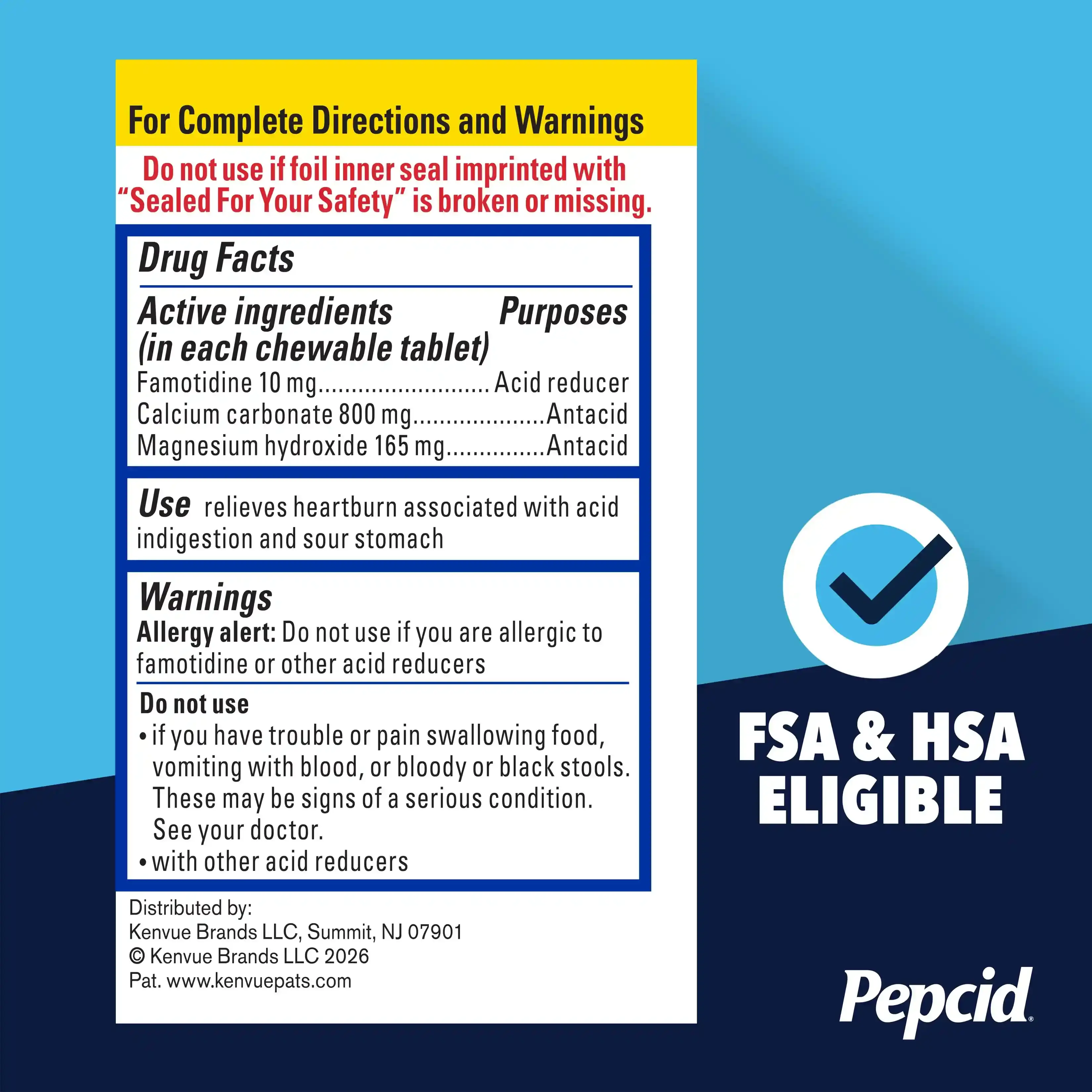 PEPCID COMPLETE® Chewable Tablet Drug Facts