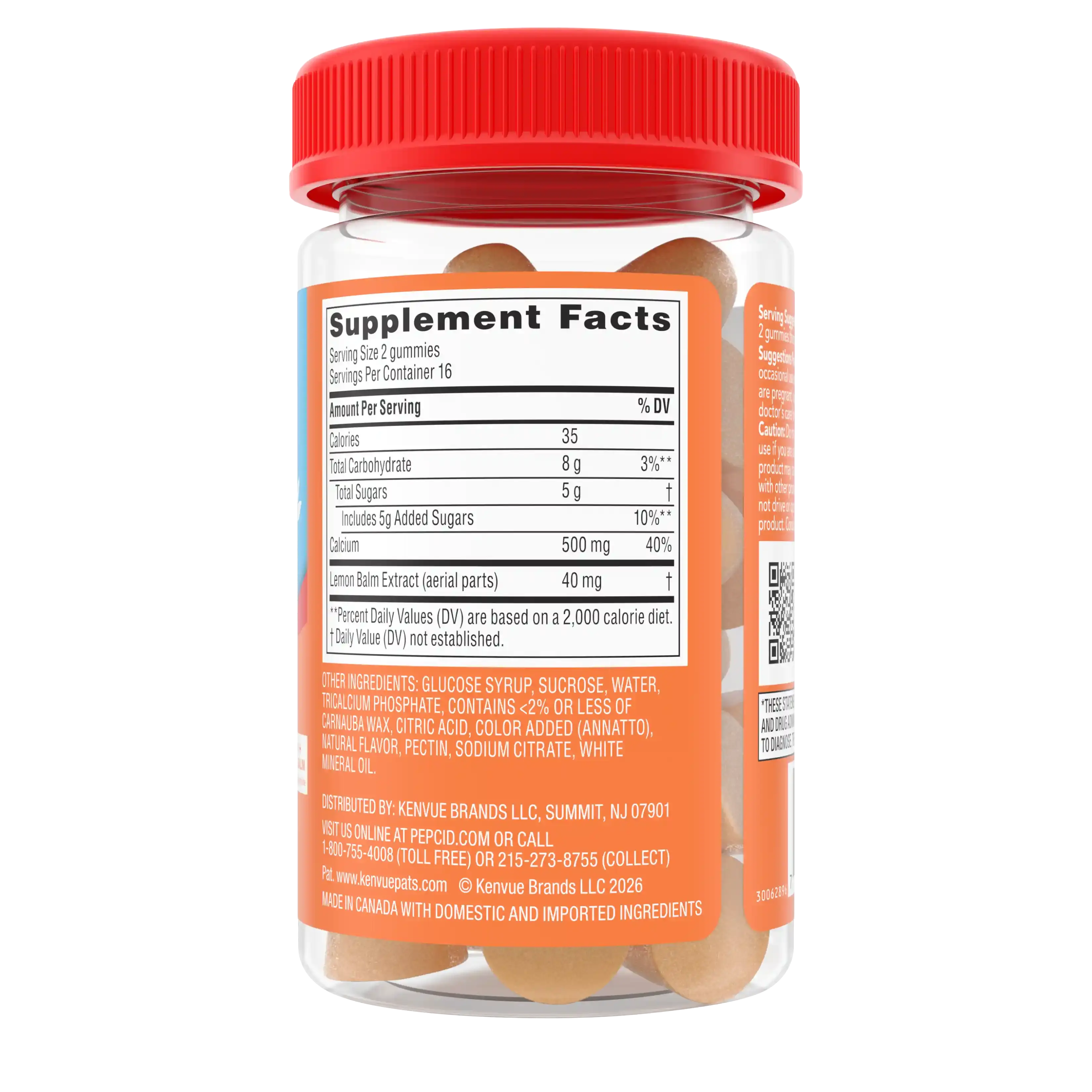 PEPCID® Soothing Gummies Heartburn + Stress Relief Supplement Facts