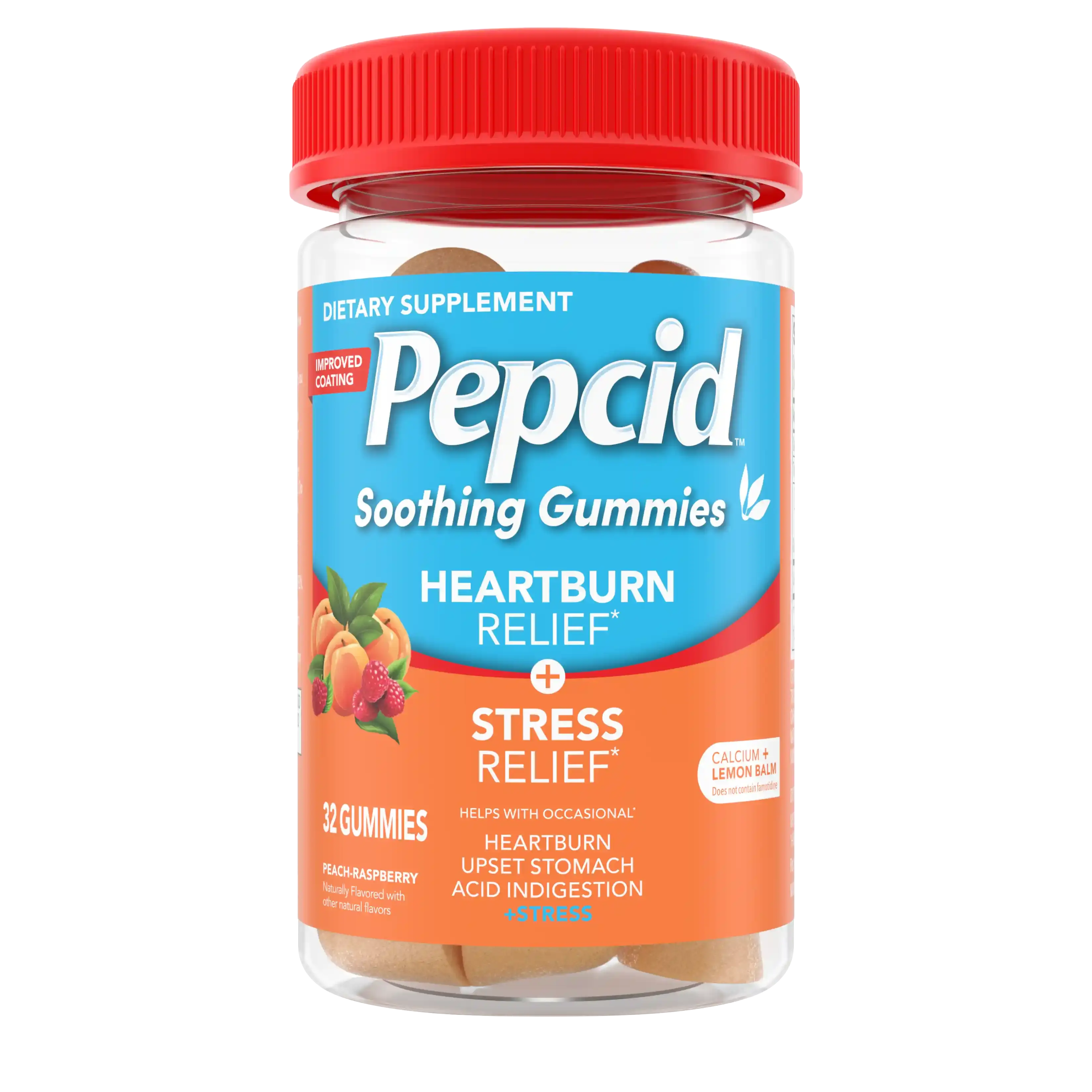 PEPCID® Soothing Gummies Heartburn + Stress Relief front of bottle